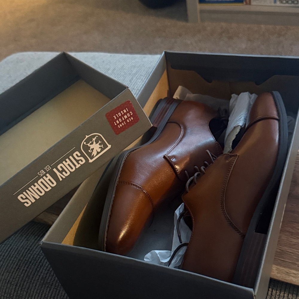 Stacy Adams Men's Tan Leather Derby Shoes